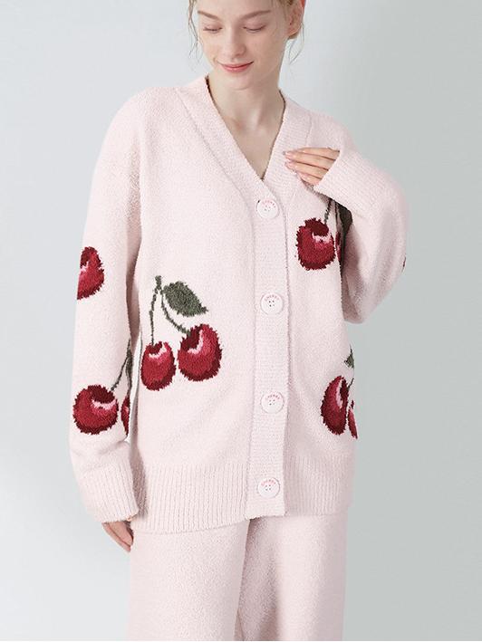 Fluweel | Kersen Cardigan Pyjama Set
