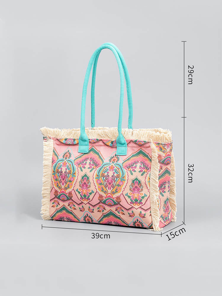 FINOU – Bedrukte Canvas Tas | Retro, Ruim & Kleurrijk