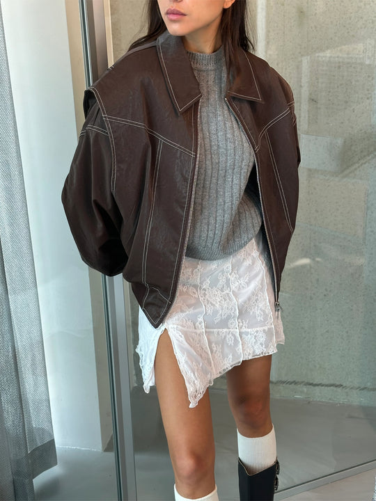 Rosie | Leren Bomber Jas