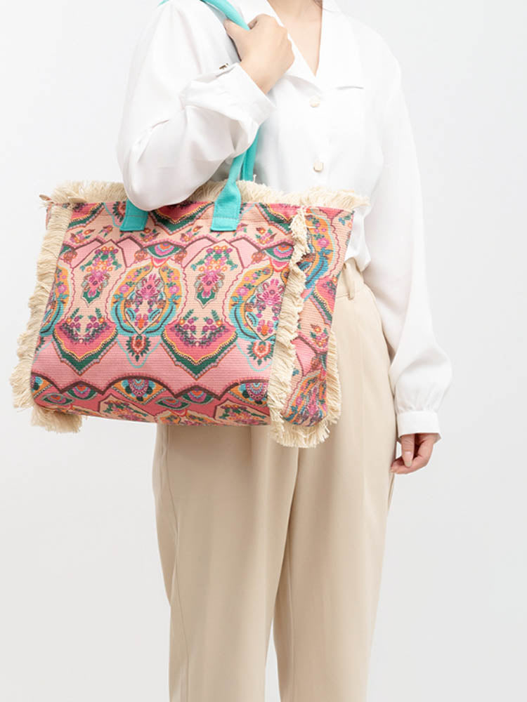 FINOU – Bedrukte Canvas Tas | Retro, Ruim & Kleurrijk