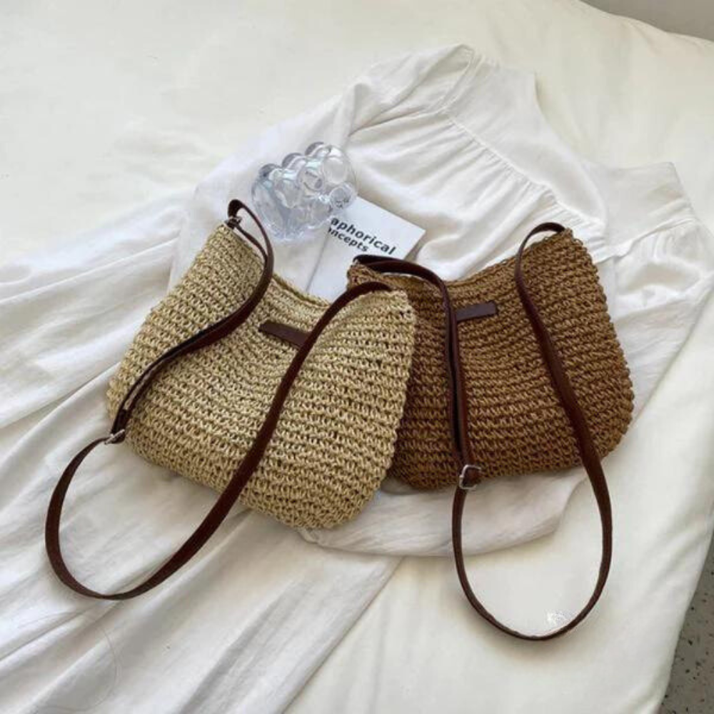 GRETI | Gevlochten crossbody tas van papyrus – stijlvol, compact en functioneel