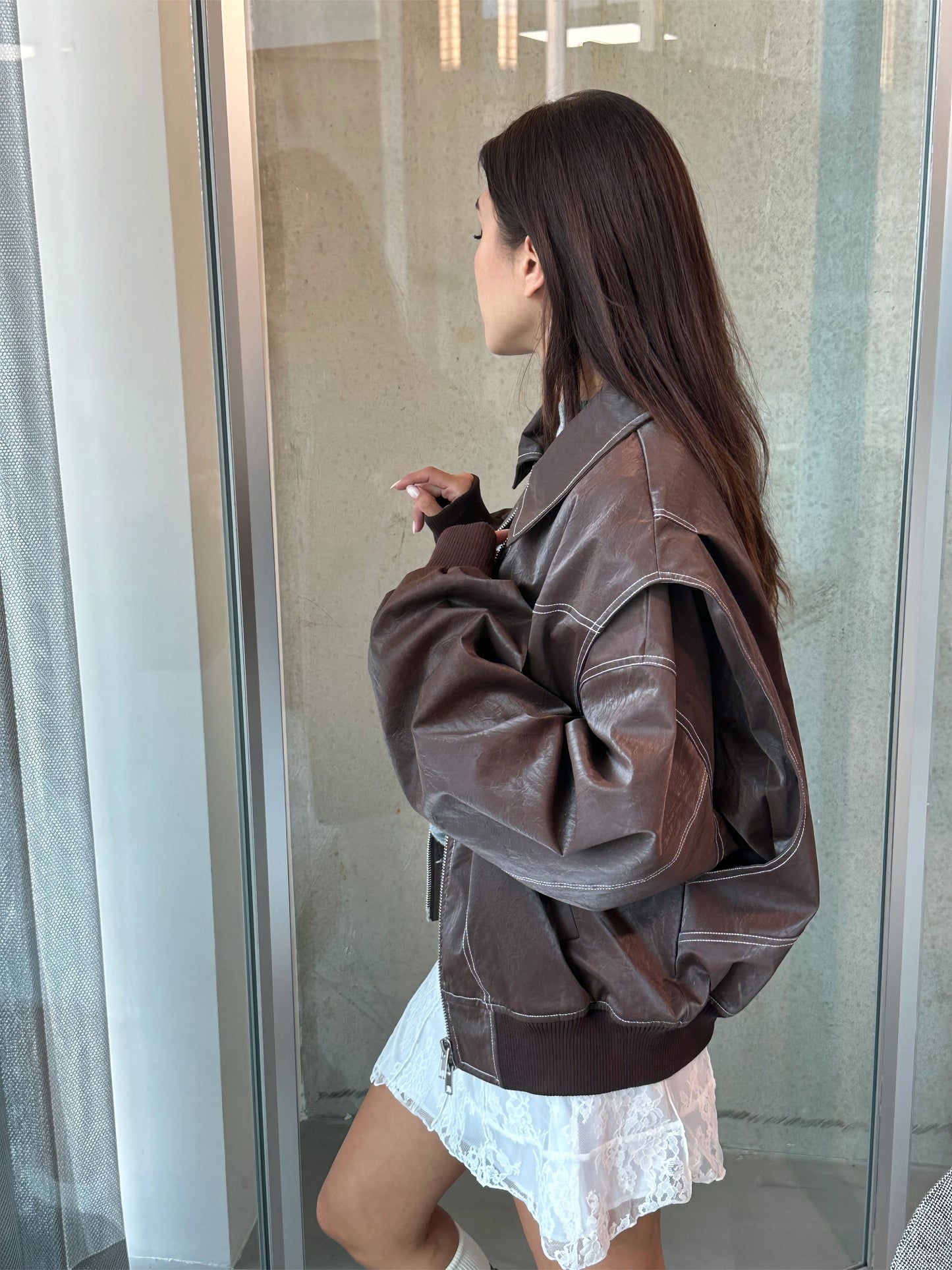 Rosie | Leren Bomber Jas