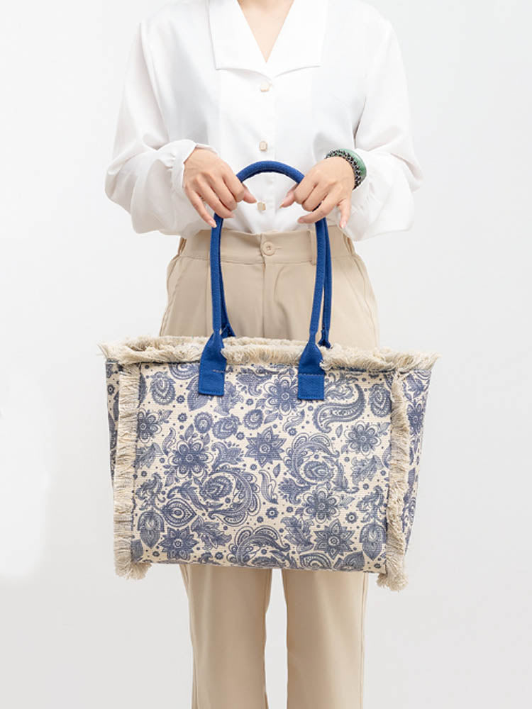 FINOU – Bedrukte Canvas Tas | Retro, Ruim & Kleurrijk
