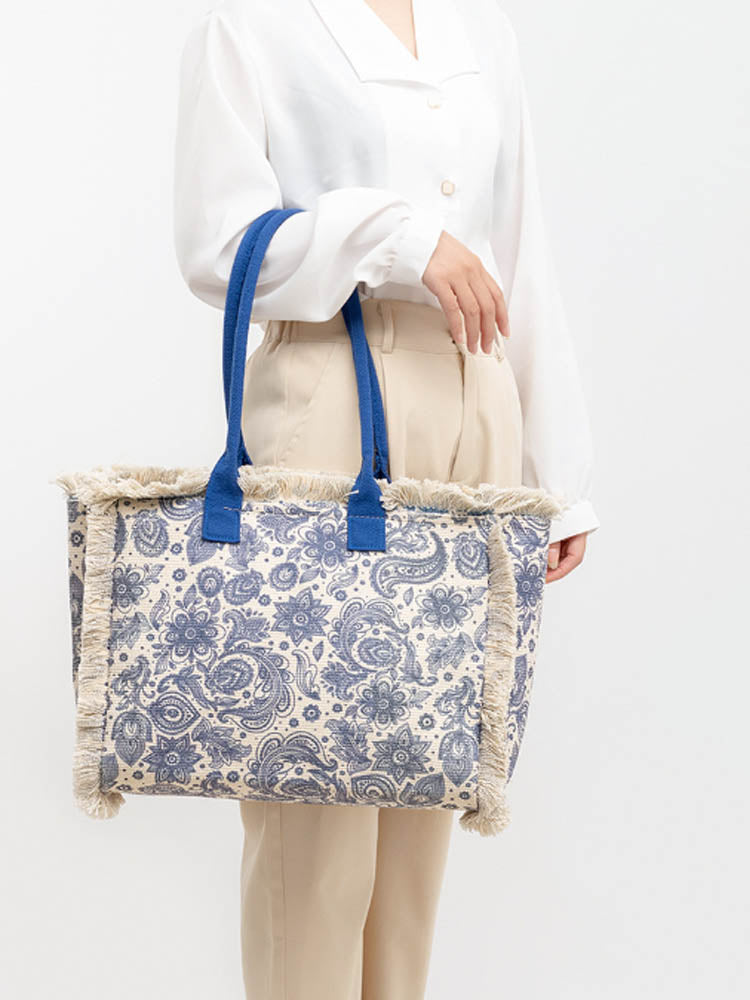 FINOU – Bedrukte Canvas Tas | Retro, Ruim & Kleurrijk