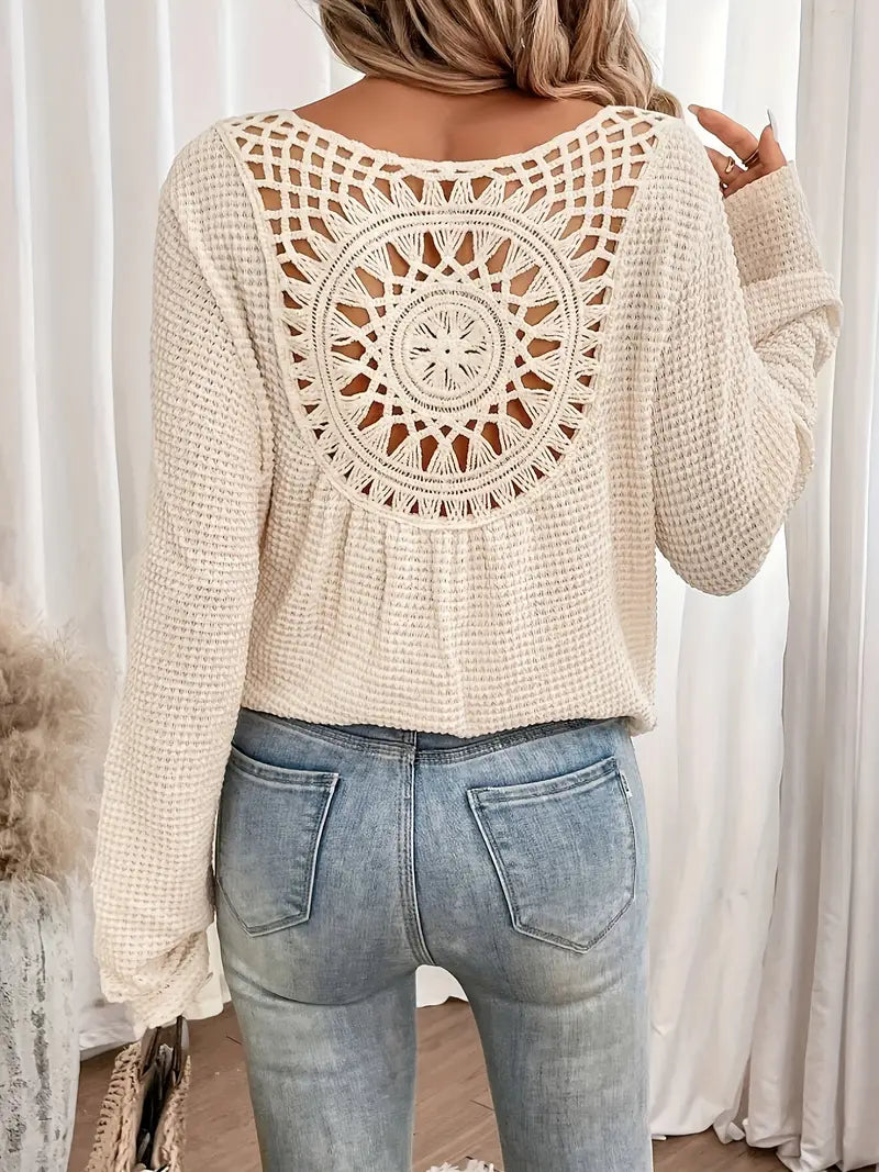 Style | Trendy Gebreide Trui met Rugdetail