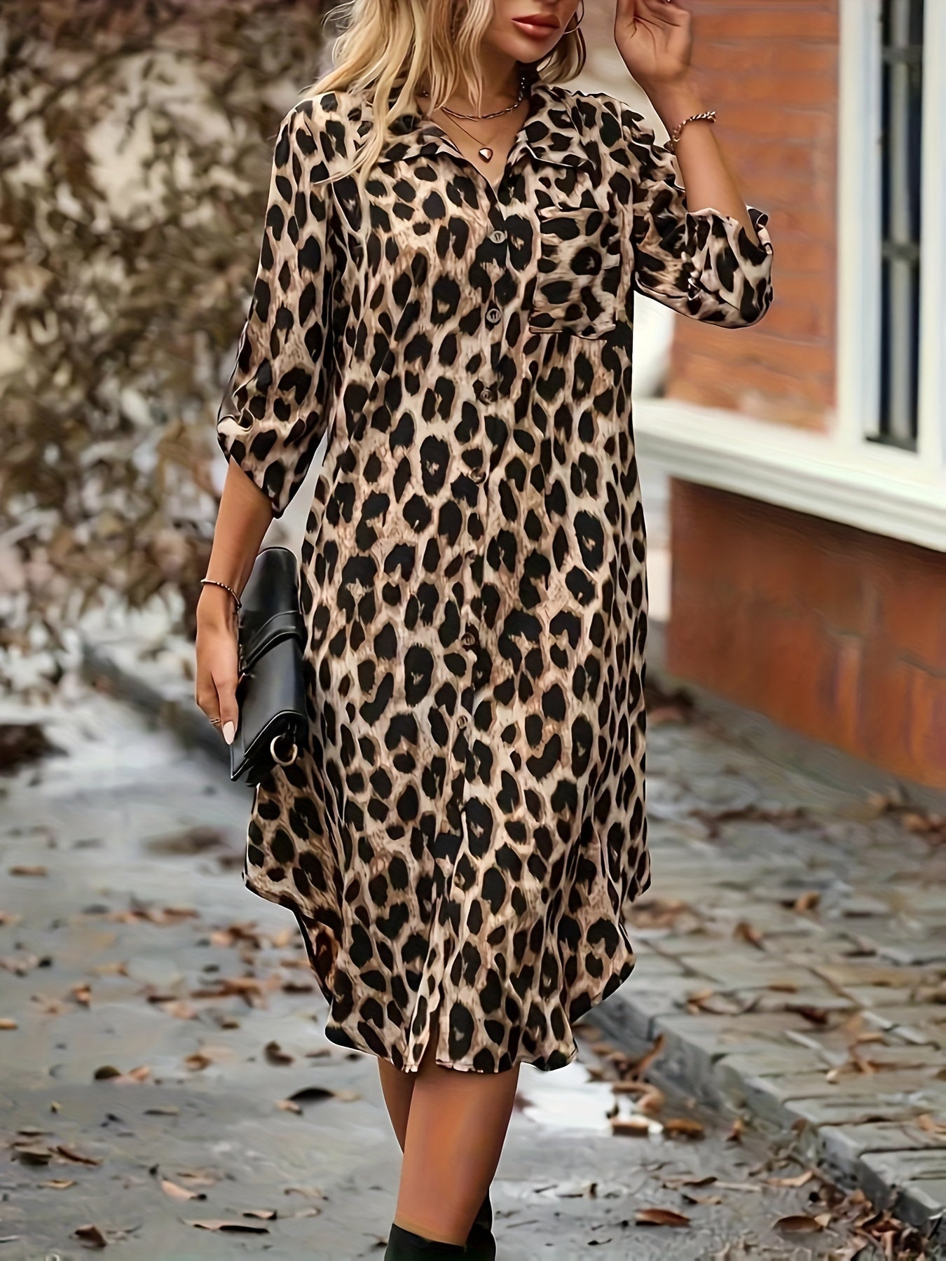 Vera | Luchtige overhemdjurk met leopardprint