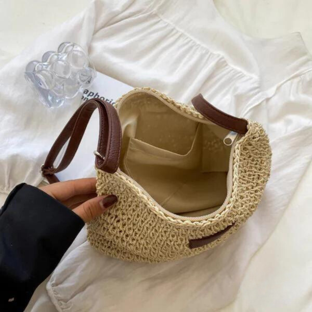 GRETI | Gevlochten crossbody tas van papyrus – stijlvol, compact en functioneel
