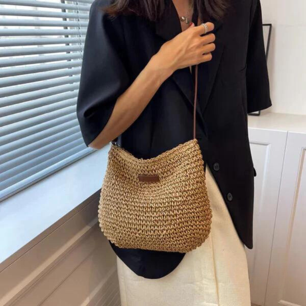 GRETI | Gevlochten crossbody tas van papyrus – stijlvol, compact en functioneel