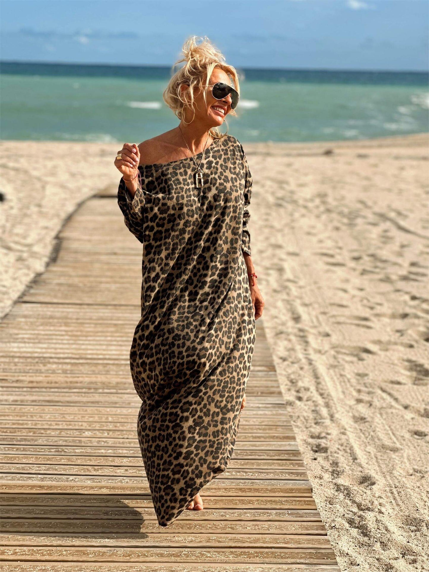 Camel Leopard Oversized Jurk