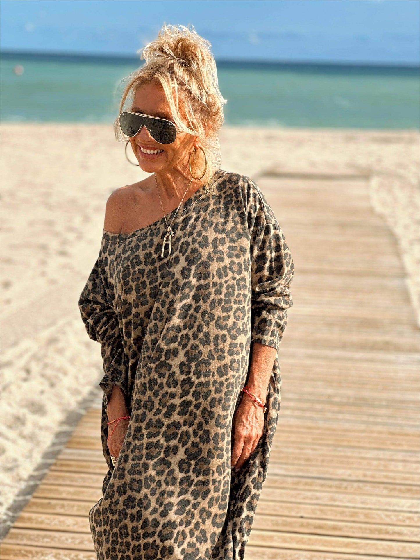 Camel Leopard Oversized Jurk