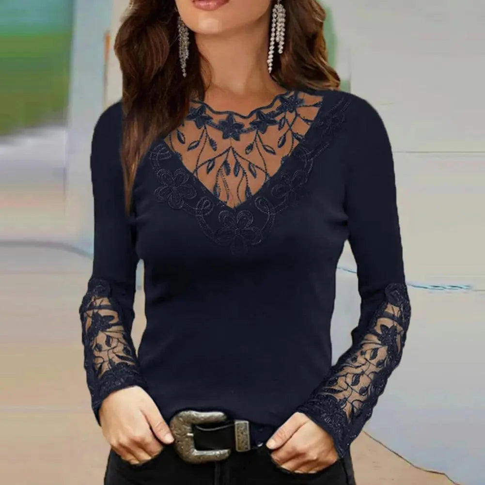 Ketty | V-Hals Kanten Blouse