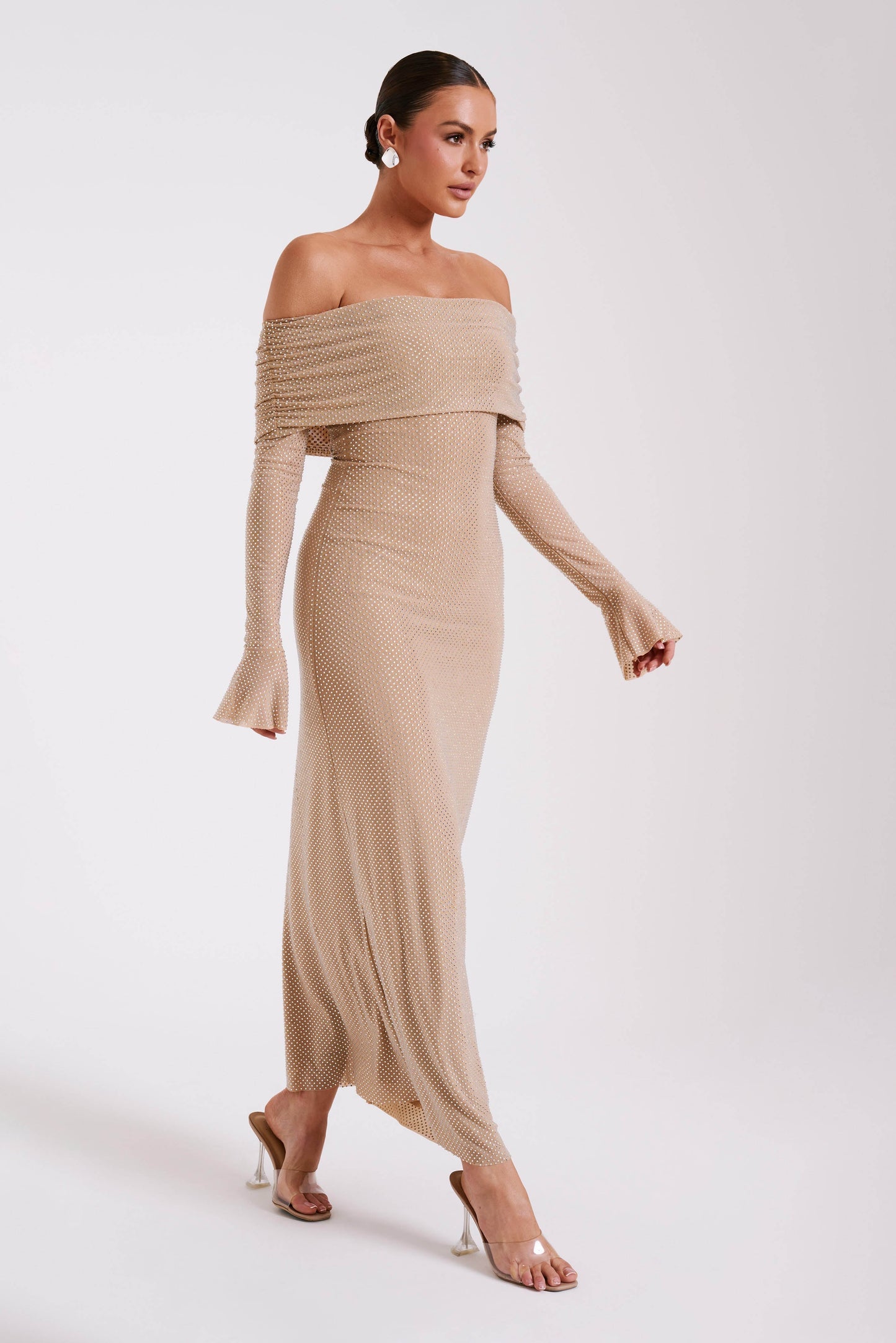 Marcella | Off Shoulder Diamante Dress