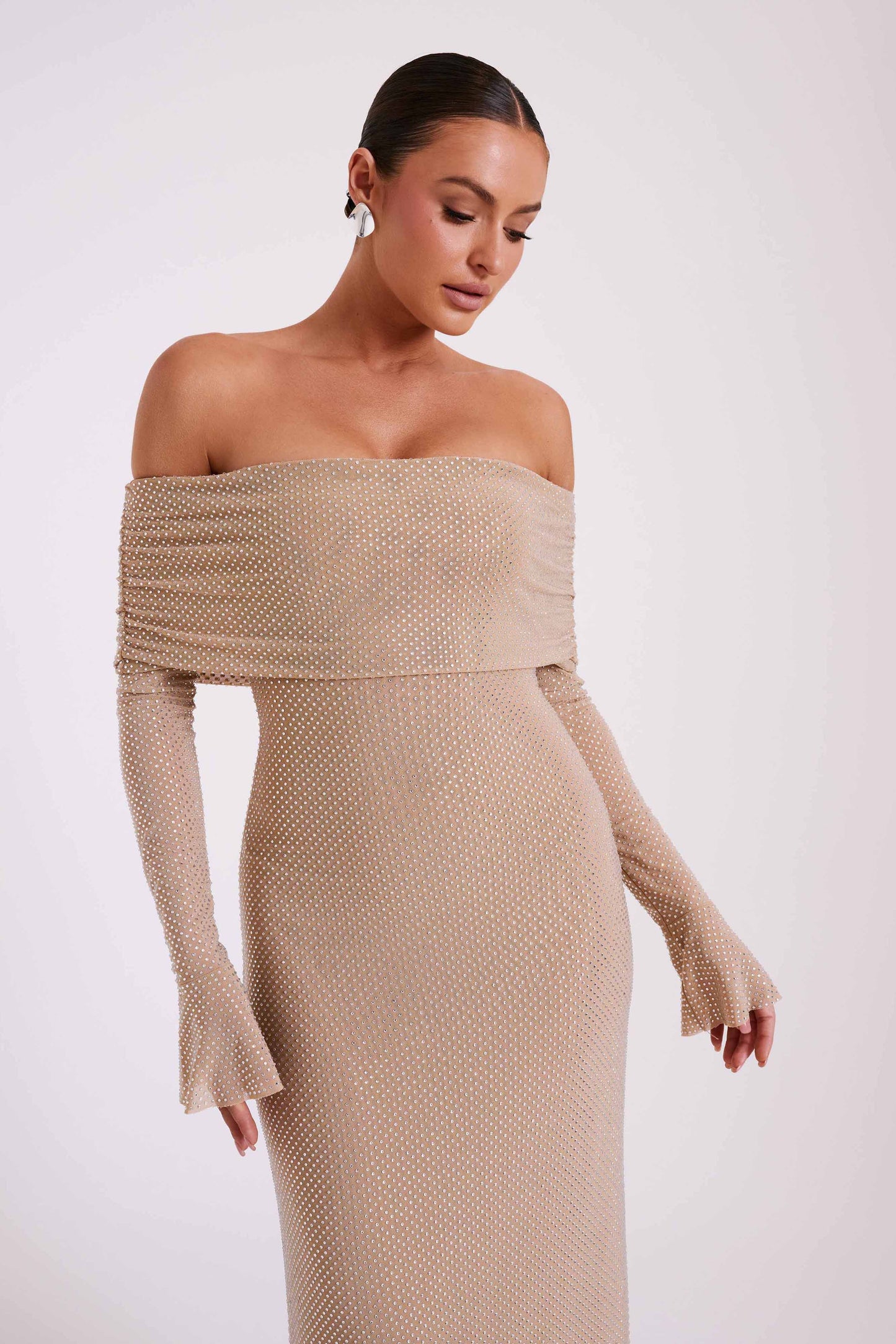 Marcella | Off Shoulder Diamante Dress