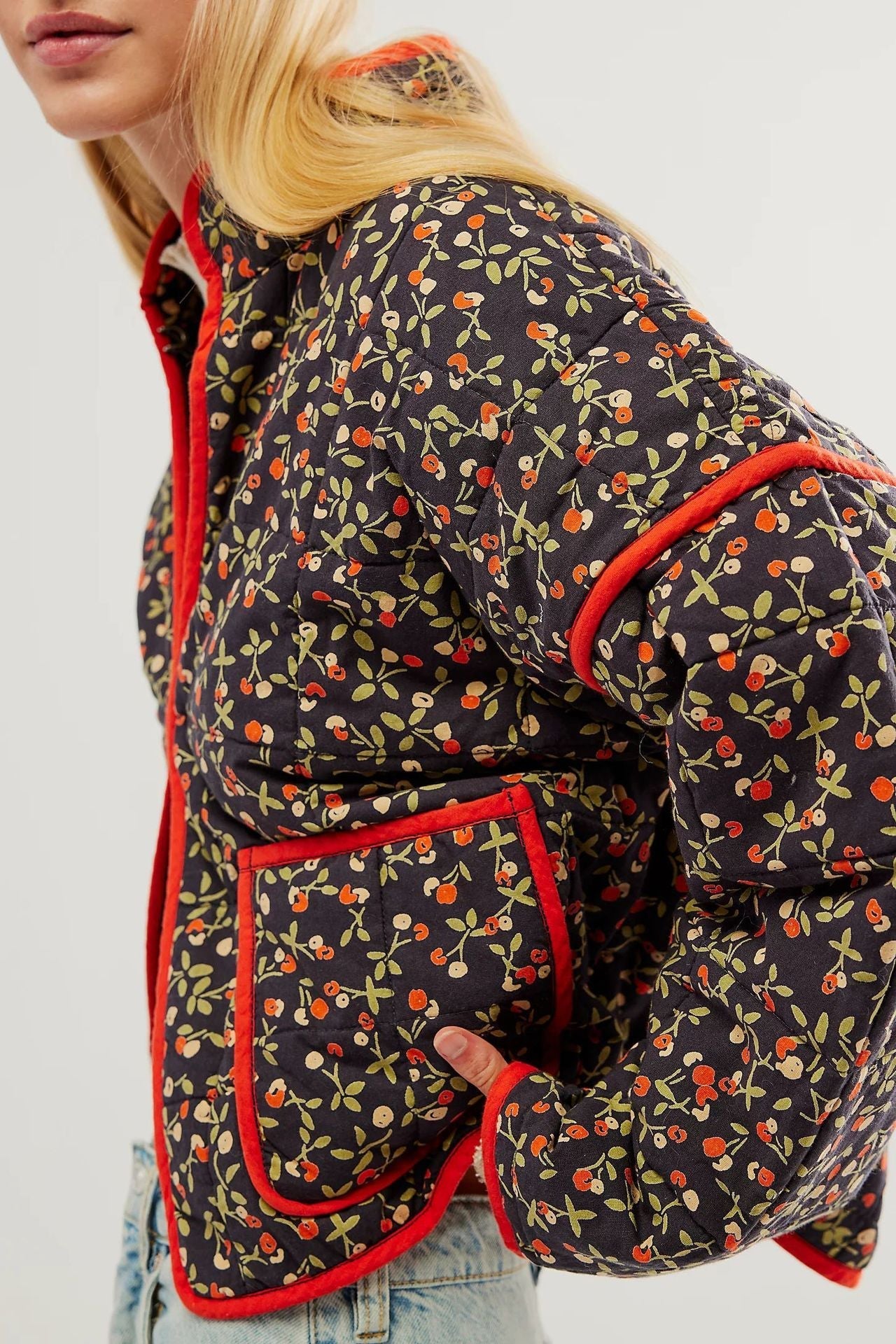 Katoenen bloemenprint jack