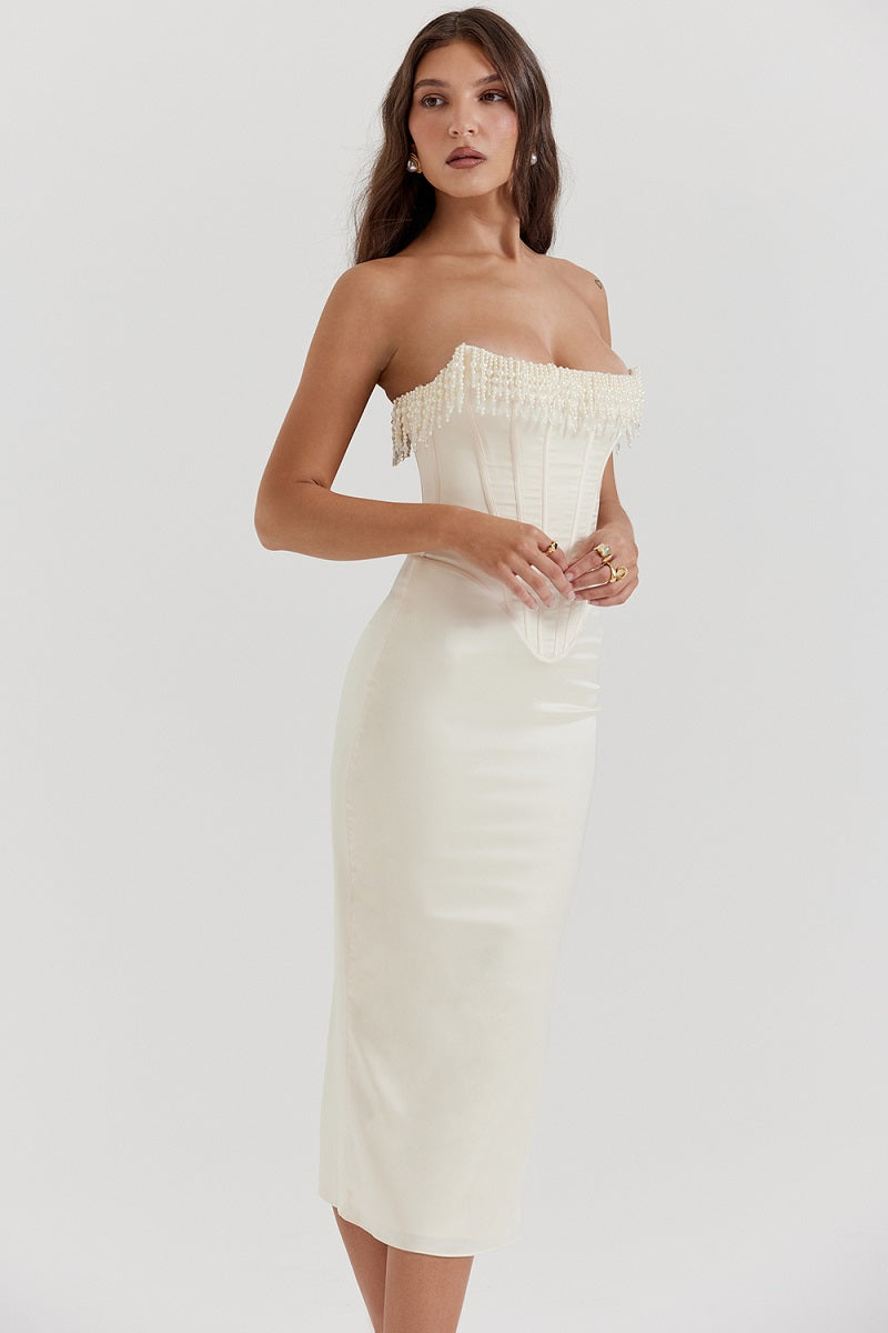 Olivia | Strapless Pearl Dress