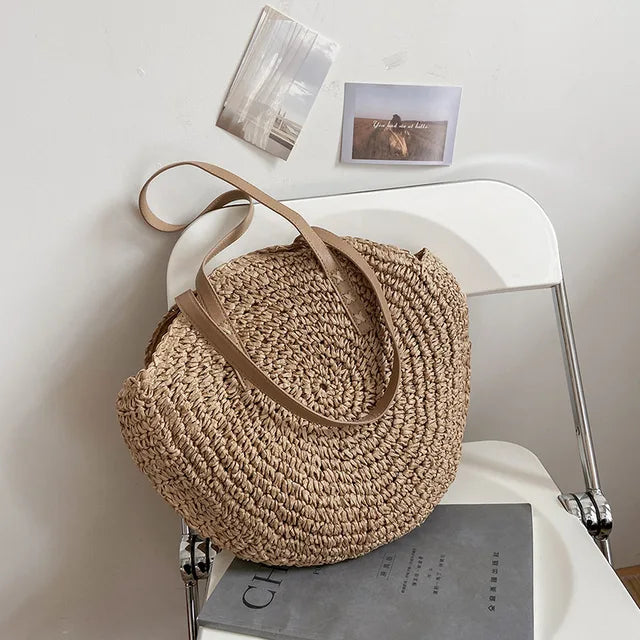 ROXANE | Ronde Handgeweven Rieten Tas