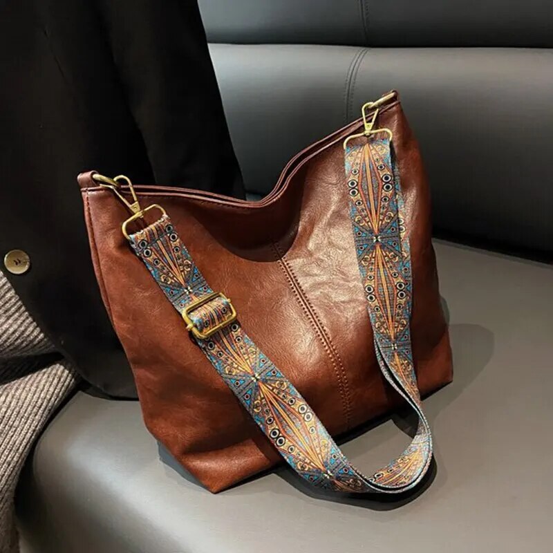 BONA | Leren Handtas – Chique Schoudertas voor Dames met Patroonriem