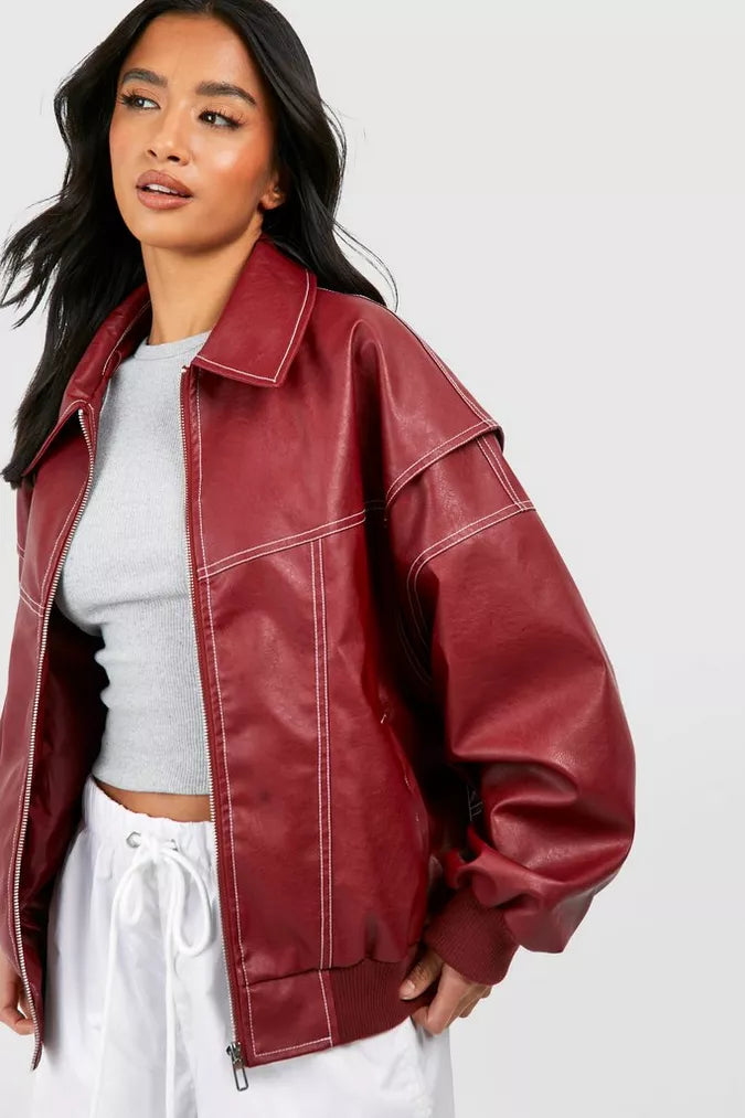 Rosie | Leren Bomber Jas