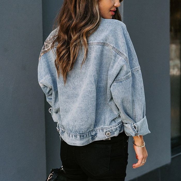 Patchwork | Luipaardprint denimjack