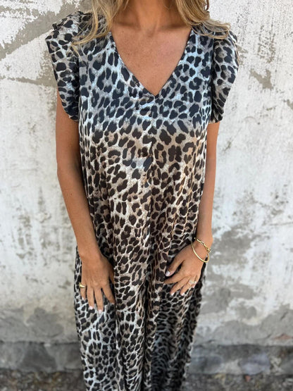 Leopardprint | V-hals jurk