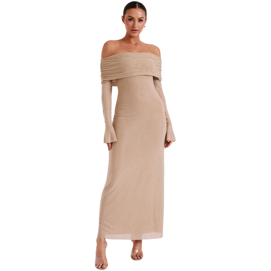 Marcella | Off Shoulder Diamante Dress