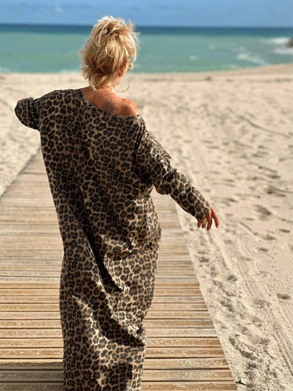 Camel Leopard Oversized Jurk