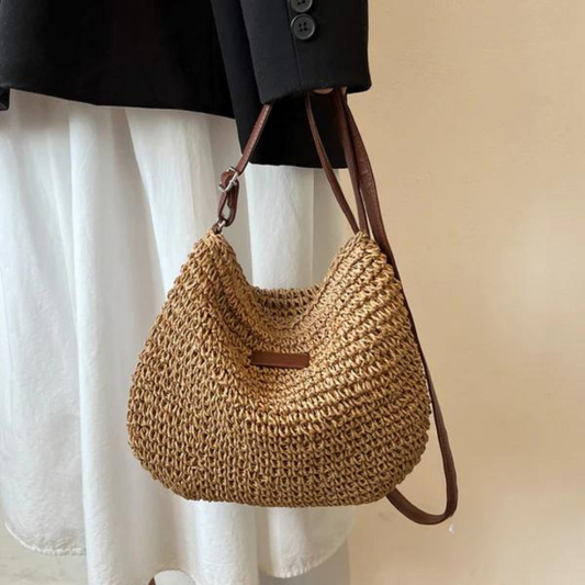 GRETI | Gevlochten crossbody tas van papyrus – stijlvol, compact en functioneel