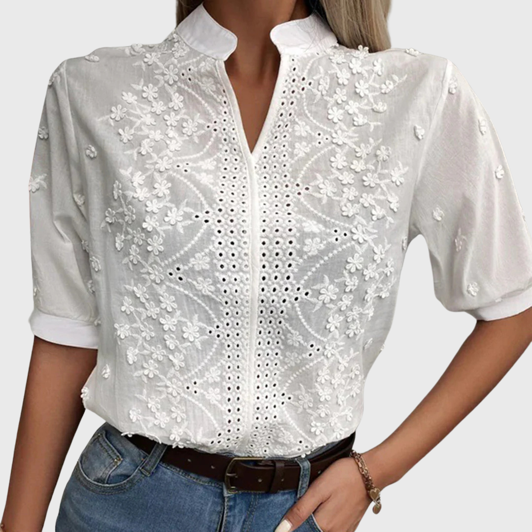 Camille | Losvallende Damesblouse in Wit