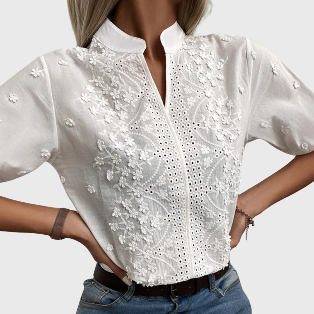 Camille | Losvallende Damesblouse in Wit