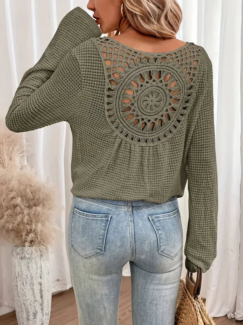 Style | Trendy Gebreide Trui met Rugdetail