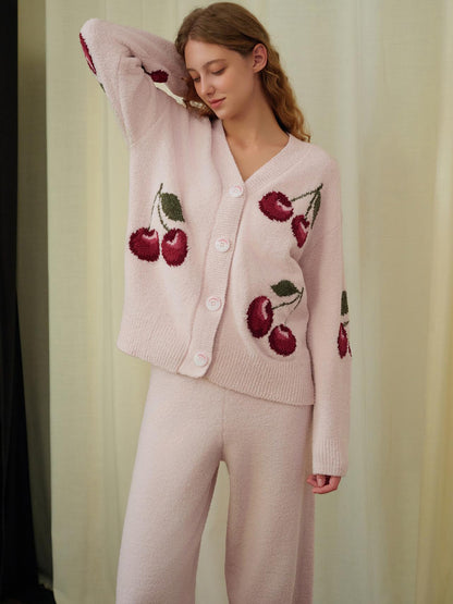 Fluweel | Kersen Cardigan Pyjama Set