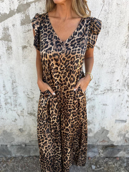 Leopardprint | V-hals jurk
