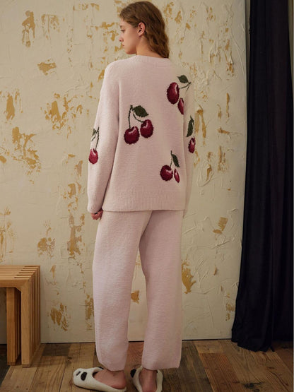 Fluweel | Kersen Cardigan Pyjama Set