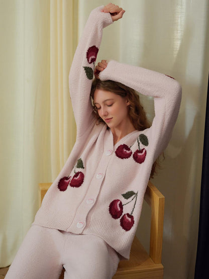 Fluweel | Kersen Cardigan Pyjama Set