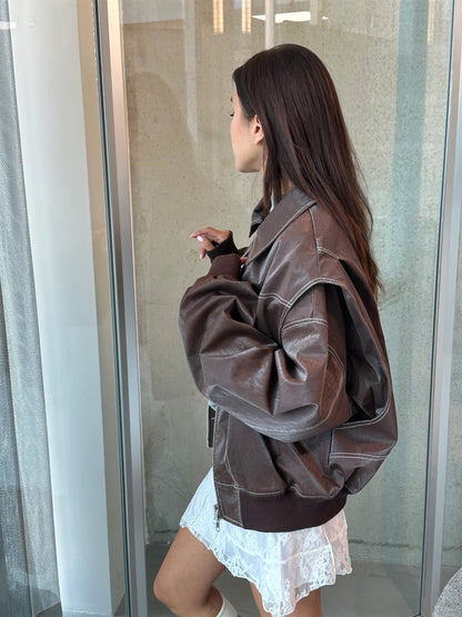 Rosie | Leren Bomber Jas