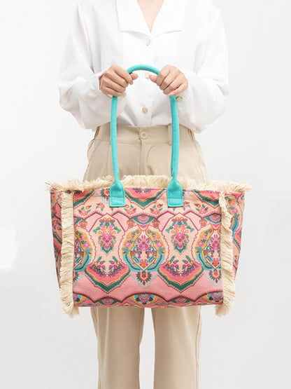 FINOU – Bedrukte Canvas Tas | Retro, Ruim & Kleurrijk