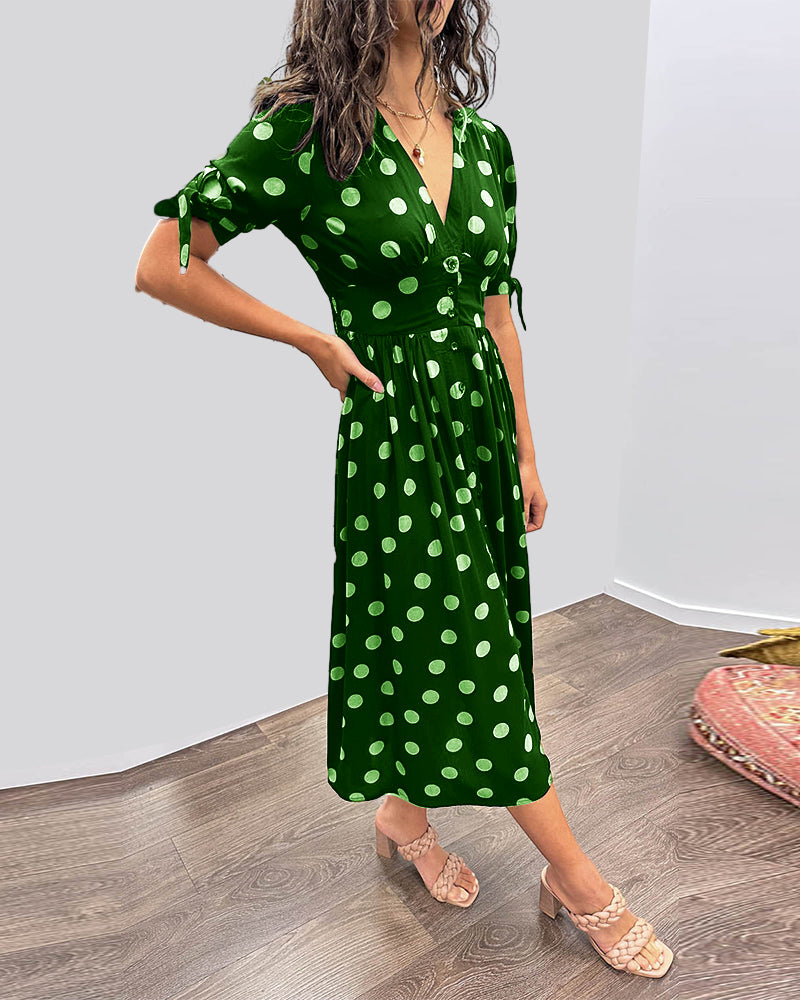 Simone™ | Jurk met V-hals en stippen