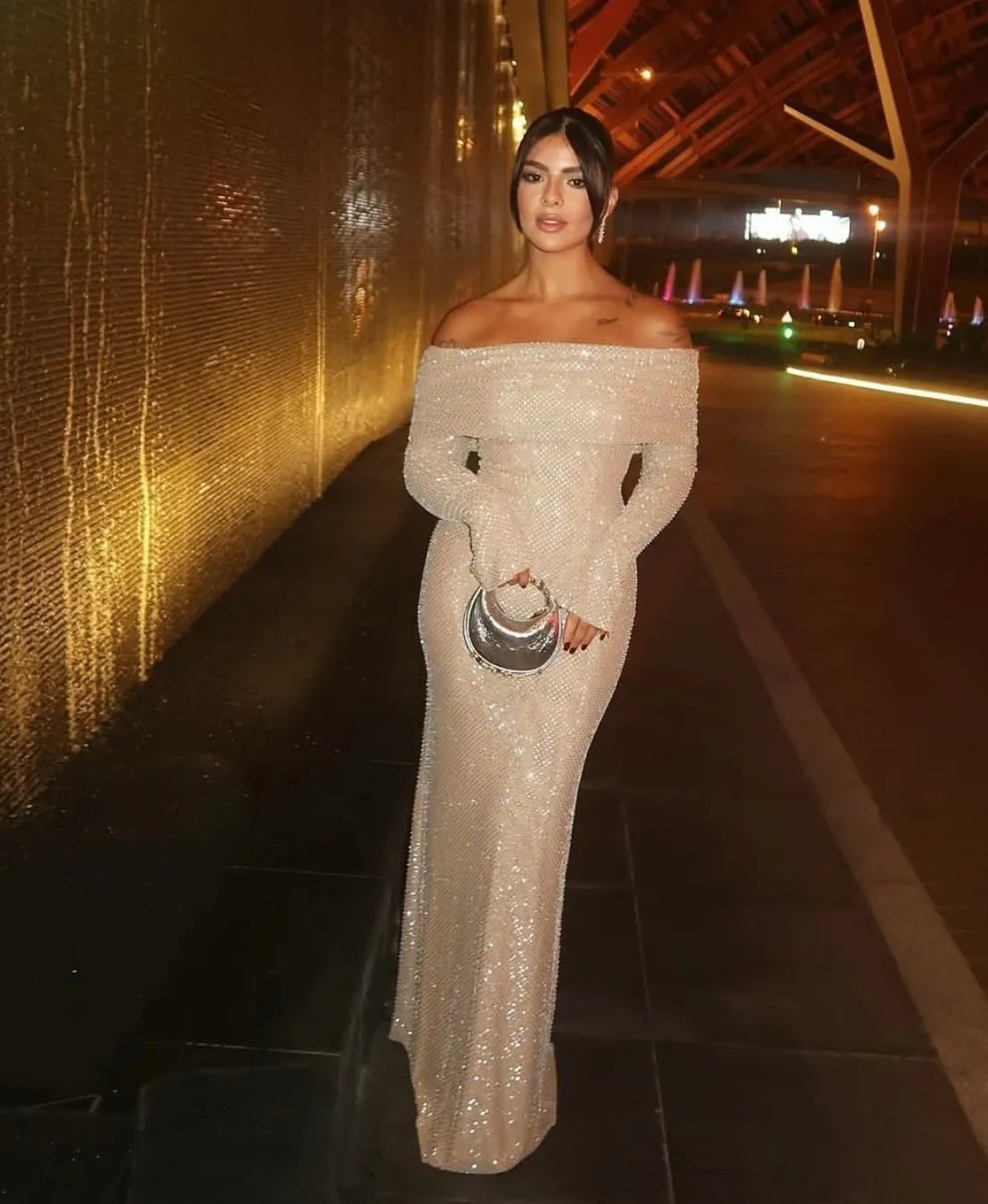 Marcella | Off Shoulder Diamante Dress