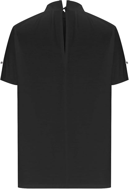 Nadia | Elegant Zwart Topje met Col & Open Schouders
