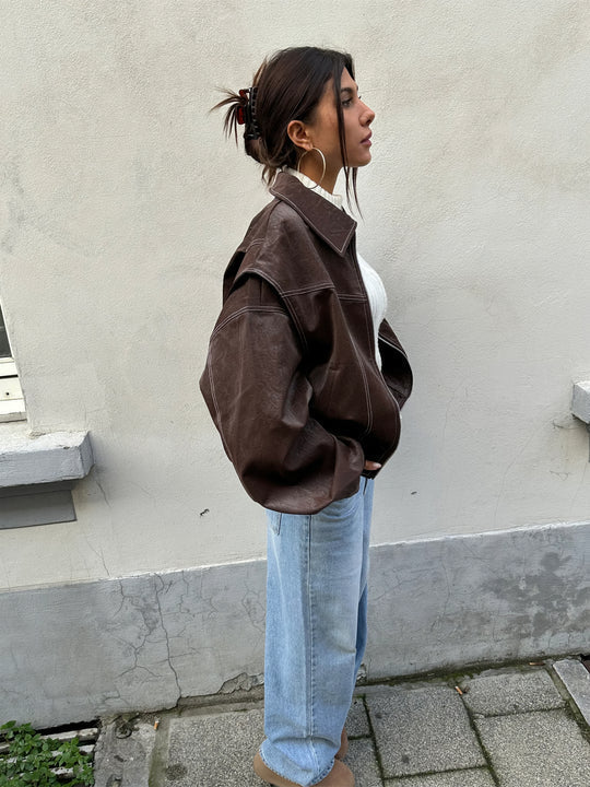 Rosie | Leren Bomber Jas