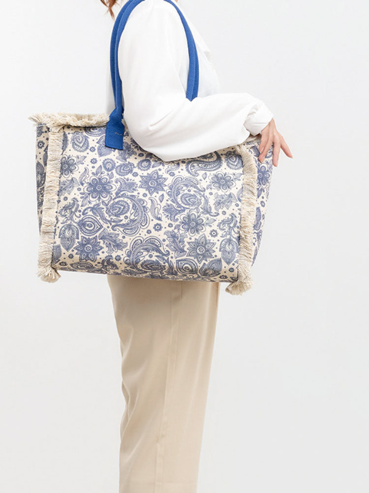 FINOU – Bedrukte Canvas Tas | Retro, Ruim & Kleurrijk