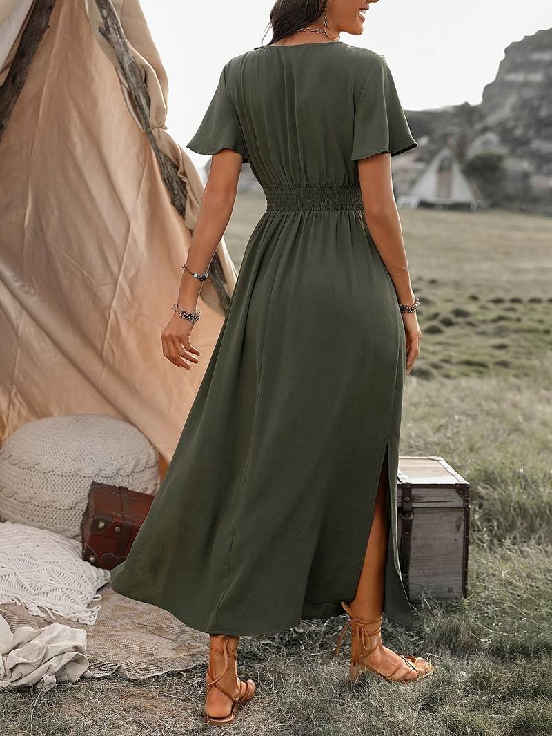 Marloes™ | Vederlichte Boho Zomerjurk met Korte Mouwen