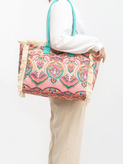 FINOU – Bedrukte Canvas Tas | Retro, Ruim & Kleurrijk
