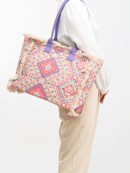 FINOU – Bedrukte Canvas Tas | Retro, Ruim & Kleurrijk