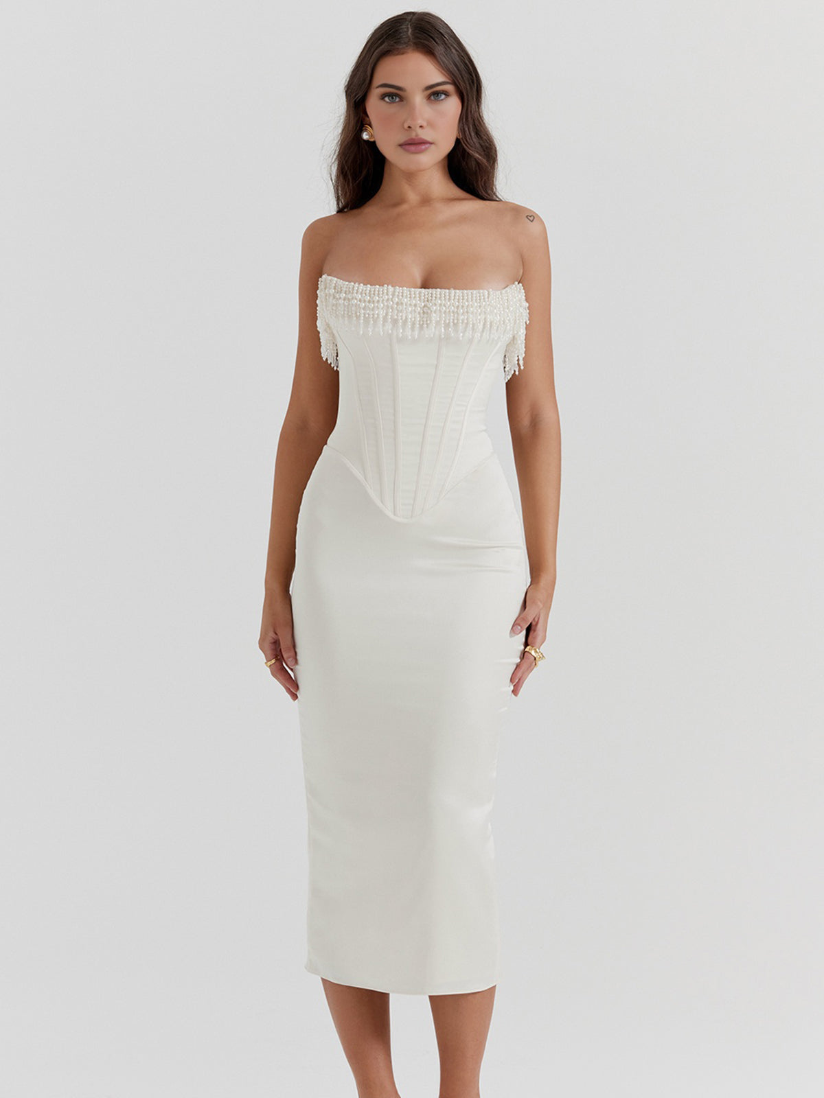 Olivia | Strapless Pearl Dress