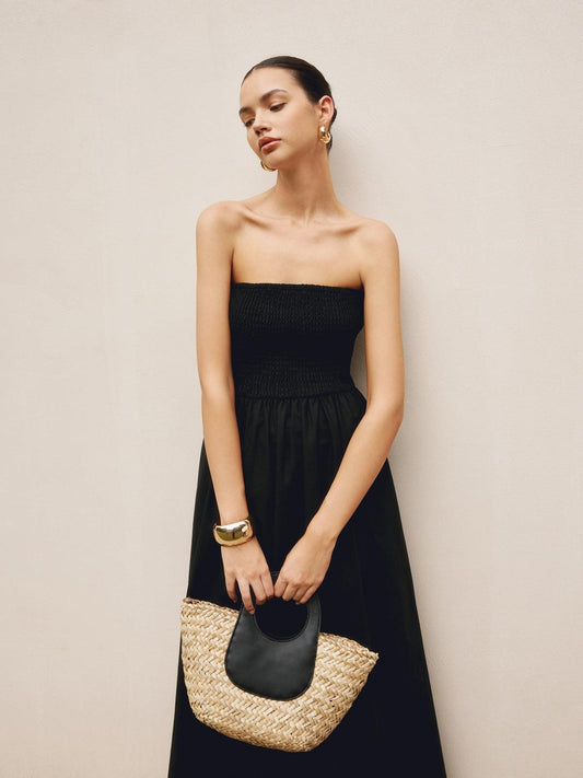 SOLANA | Luxe Rieten Tas met Leren Handgreep