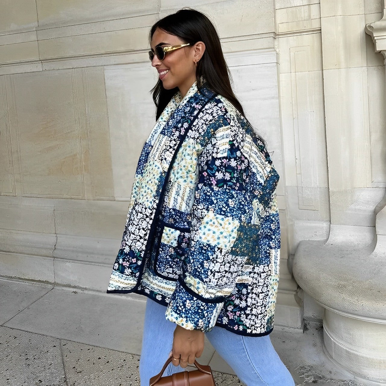 Revvy | Jas met bloemenpatchworkprint