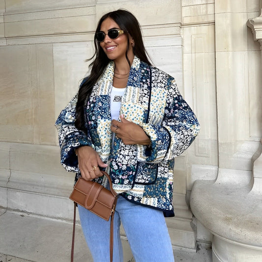 Revvy | Jas met bloemenpatchworkprint