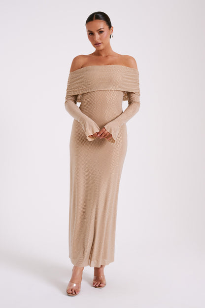 Marcella | Off Shoulder Diamante Dress