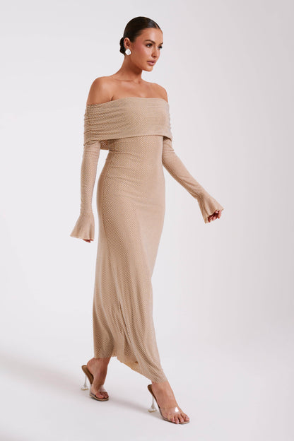 Marcella | Off Shoulder Diamante Dress